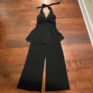 NWOT White House Black Market WHBM Halter Wide Leg Jumpsuit